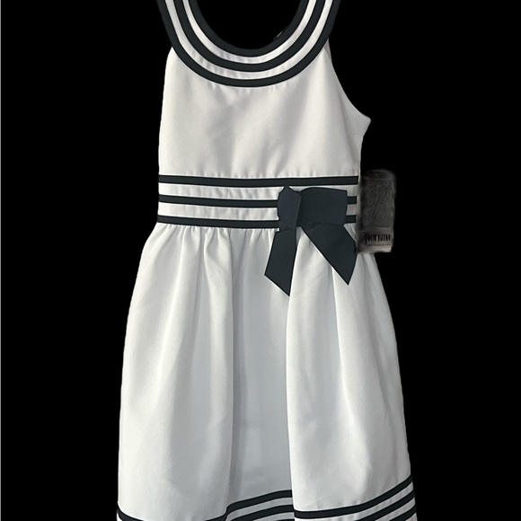 Bonnie Jean Other - Bonnie Jean White Dress with Blue Bow and Stripes Size 6